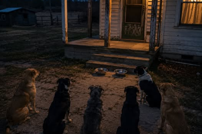 THE DOGS WERE STILL WAITING.  THE PORCH LIGHT NEVER CAME ON.  AND THE WOMAN WHO NEVER MISSED THEM WAS SILENT.