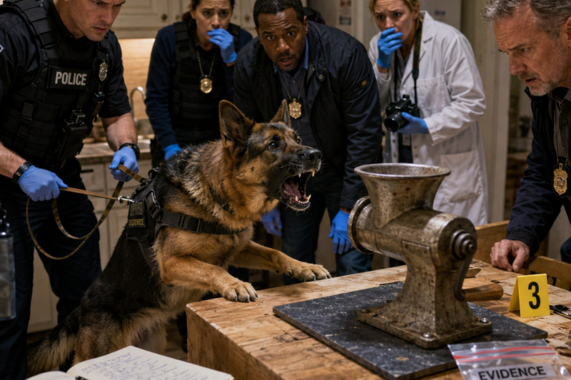 The police dog barked into the old kitchen of the smokehouse—and uncovered a secret buried beneath the sausage grinder.