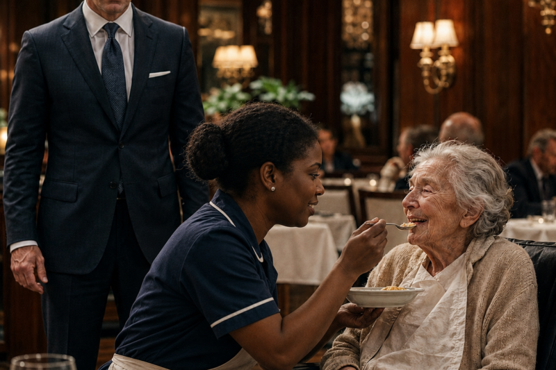 THE BILLIONAIRE THOUGHT THE WAITRESS WANTED HIS MONEY—UNTIL HIS DYING MOTHER REFUSED TO EAT WITHOUT HER