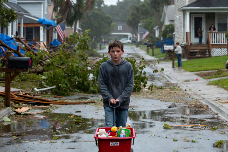 AFTER THE HURRICANE PASSED, EVERYONE TALKED ABOUT DAMAGE, NUMBERS, AND NEWS REPORTS—BUT ZACH KEPT THINKING ABOUT THE CHILDREN WHO HAD NOTHING LEFT TO HOLD.