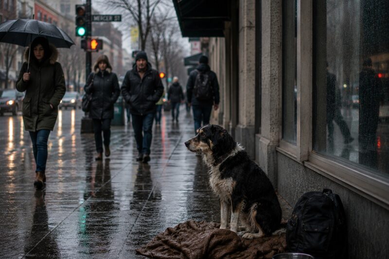That morning, under a heavy gray sky that looked ready to break open with rain, the corner was wrong.  The man was gone.