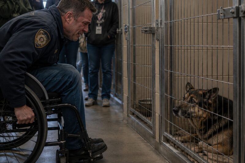 THE RETIRED OFFICER HAD NOT SAID HIS K9’S NAME OUT LOUD IN THREE YEARS — UNTIL HE SAW THE GERMAN SHEPHERD LYING IN THE LAST KENNEL OF A RIVERSTONE ANIMAL SHELTER.