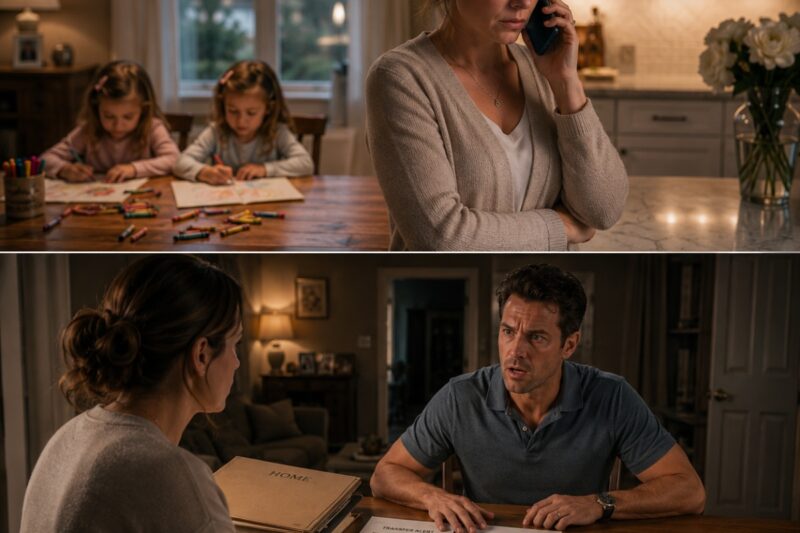 He forgot I read deeds for a living.  The phone rang while my five-year-old twin daughters were drawing houses at the kitchen table.