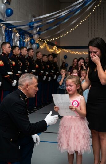 LITTLE GIRL MOCKED FOR ARRIVING ALONE AT FATHER-DAUGHTER DANCE — THEN 12 MARINES WALKED IN AND SILENCED THE ENTIRE ROOM
