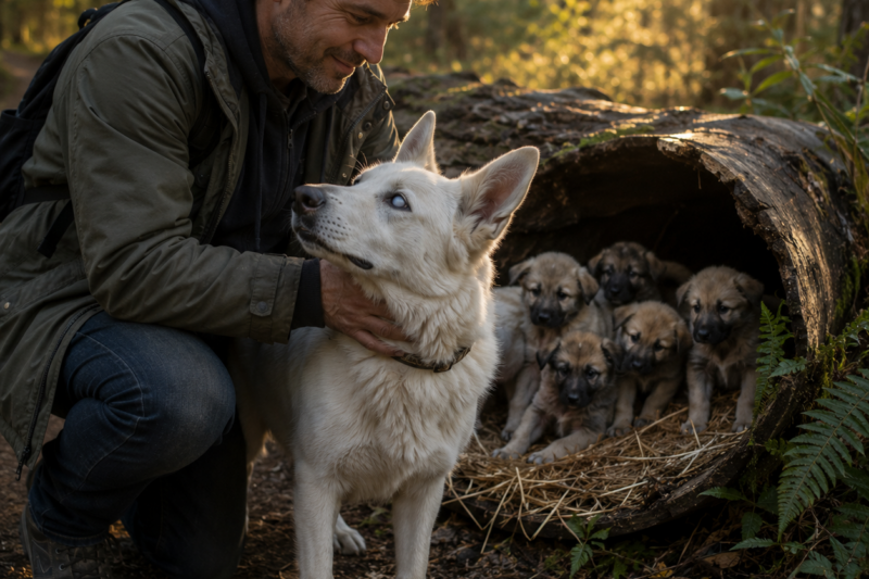 I ALMOST WALKED PAST THE SOUND.  THEN A BLIND PUPPY STUMBLED OUT OF THE TREES AND HIT A LOG BECAUSE HE COULDN’T SEE.  BUT HE WASN’T ASKING ME TO SAVE HIM FIRST.