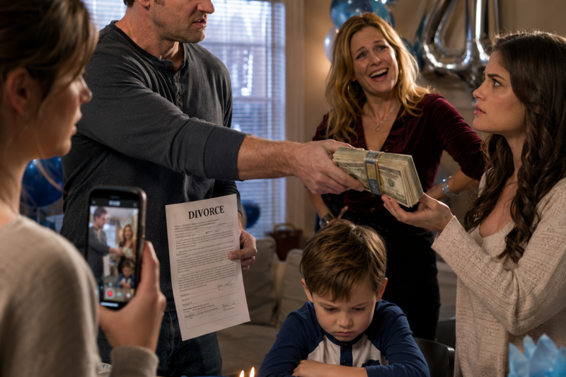 MY HUSBAND TOOK OUR FOUR-YEAR-OLD SON’S BIRTHDAY MONEY AND HANDED IT TO HIS SISTER LIKE IT MEANT NOTHING.  THEN HE SHOVED DIVORCE PAPERS AT ME BECAUSE I REFUSED TO GIVE HER MY SAVINGS TOO.  BUT WHAT HE DIDN’T KNOW WAS THAT I HAD RECORDED THE MOMENT HE CHOSE HER OVER HIS OWN CHILD.