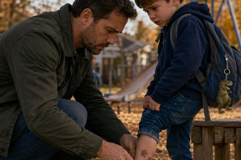 MY SIX-YEAR-OLD SON WHISPERED, “DADDY, DON’T REACT,” THEN LIFTED HIS JEANS AND SHOWED ME THE BR/UISES AROUND HIS ANKLE. THE MARKS WERE NOT FROM A FALL, NOT FROM RECESS, AND NOT FROM A CHILD’S CLUMSY ACCIDENT—THEY WERE ADULT FINGERPRINTS WRAPPED AROUND HIS SKIN LIKE A SECRET.