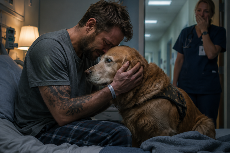 THE VETERAN HAD NOT SPOKEN IN 287 DAYS.  THEN AN OLD GOLDEN RETRIEVER WALKED INTO HIS ROOM LIKE HE ALREADY KNEW HIM.  AND AT 2:13 A.M., A NIGHT NURSE HEARD A VOICE COMING FROM THE DARK.