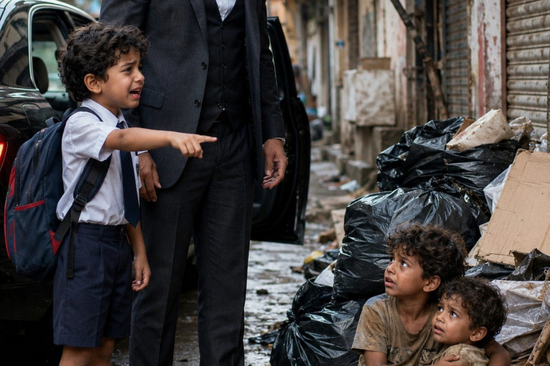 MY FIVE-YEAR-OLD SON SCREAMED FOR ME TO STOP THE CAR BECAUSE TWO BOYS SLEEPING BESIDE THE GARBAGE LOOKED EXACTLY LIKE HIM. WHEN I STEPPED OUT OF MY MERCEDES AND SAW THEIR EYES, I UNDERSTOOD SOMEONE HAD BURIED MY WIFE’S TRUTH WITH HER BODY