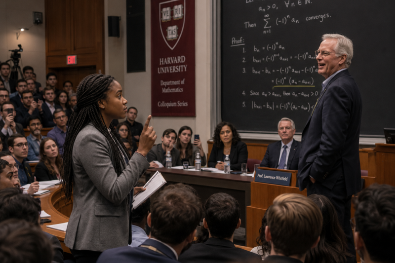 HARVARD PROFESSOR LAUGHED WHEN A BLACK GIRL SAID HIS PROOF WAS WRONG — THEN SHE RAISED HER HAND AGAIN AND DESTROYED HIS LEGACY IN FRONT OF 300 PEOPLE