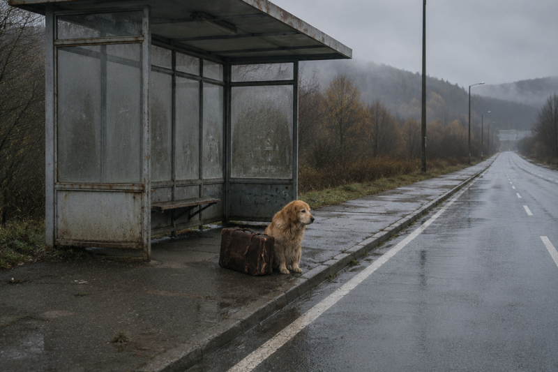 THE DOG SAT BESIDE AN OLD SUITCASE EVERY MORNING — WHEN I FINALLY OPENED IT, I UNDERSTOOD WHO HE WAS WAITING FOR