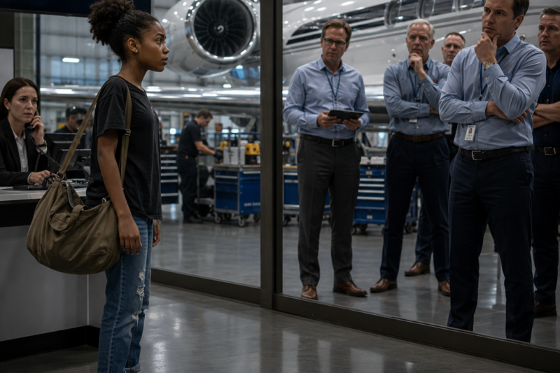 FIVE ENGINEERS FAILED THE CEO’S $50 MILLION JET — THEN A BAREFOOT BLACK GIRL SAID, “IF YOU PERMIT, I’LL FIX IT