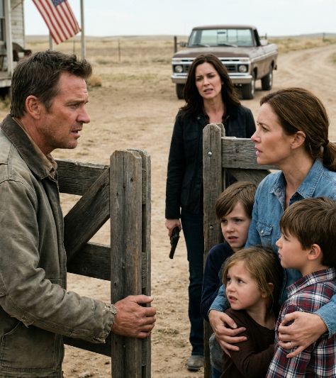 WHEN THE “STERILE” RANCHER OPENED HIS GATE TO A WOMAN WITH THREE CHILDREN, HE THOUGHT THEY WERE ONLY ASKING FOR WORK — UNTIL HIS EX-WIFE ARRIVED WITH A GUN AND THE TRUTH HEALED WHAT SHE HAD BROKEN