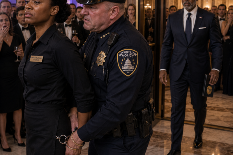 CAPTAIN CUFFED A BLACK WAITRESS AT A GALA FOR “LOOKING SUSPICIOUS” — THEN HER FATHER WALKED IN AND THE ROOM FROZE