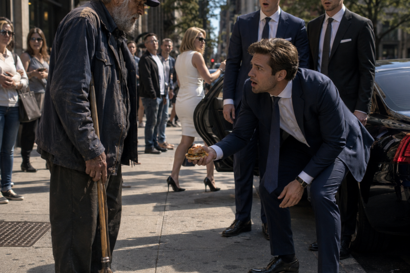 EVERY MORNING, NEW YORK WALKED PAST THE OLD STREET CLEANER LIKE HE WAS PART OF THE SIDEWALK. A RICH WOMAN DROPPED HER HALF-EATEN BURGER AT HIS FEET AND SAID, “THAT’S WHERE TRASH BELONGS.” BUT MINUTES LATER, THREE MEN IN DESIGNER SUITS STEPPED OUT OF A BLUE LUXURY CAR—AND ONE OF THEM WHISPERED, “WE’VE BEEN LOOKING FOR YOU EVERYWHERE.”