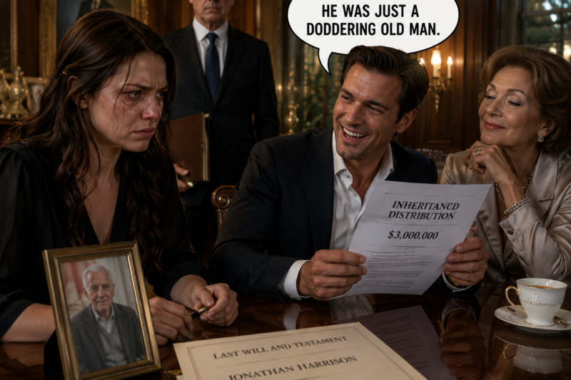 MY HUSBAND READ MY FATHER’S INHERITANCE PAPERS BEFORE I EVEN HAD TIME TO CRY.  THEN HE SMILED AT HIS MOTHER AND SAID, “I’VE DECIDED WE’LL SPLIT THE $3 MILLION BETWEEN ME AND MOM.”  BUT WHEN HE CALLED MY DEAD FATHER A “DODDERING OLD MAN,” I STOPPED BEING A GRIEVING WIFE AND STARTED BECOMING HIS BIGGEST MISTAKE.