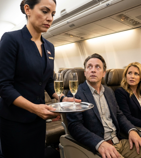WHEN MY HUSBAND BOARDED FIRST CLASS WITH HIS MISTRESS, HE THOUGHT I WAS FAR AWAY — BUT I WAS THE FLIGHT ATTENDANT HOLDING THE CHAMPAGNE THAT WOULD EXPOSE HIS BIGGEST LIE