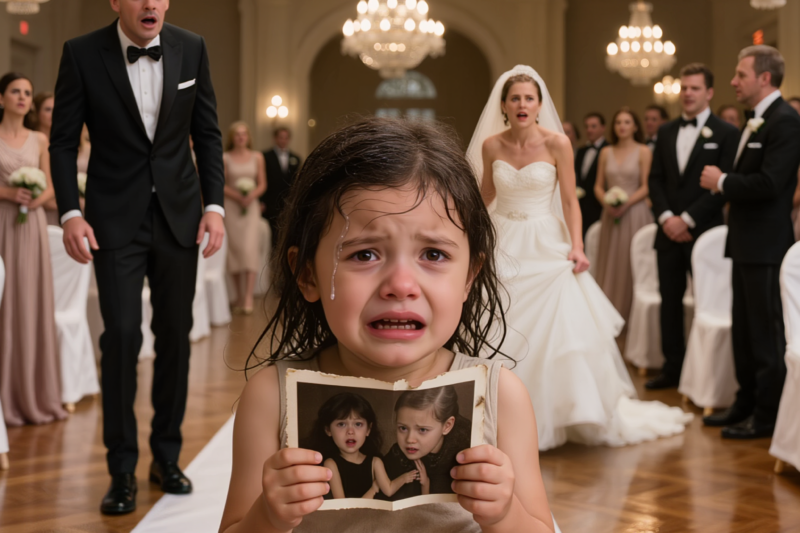 THE LITTLE GIRL WALKED INTO THE WEDDING ALONE WITH TEARS ON HER FACE AND A PHOTOGRAPH IN HER HAND. SHE DID NOT ASK FOR MONEY, MERCY, OR ATTENTION—SHE ASKED THE GROOM TO STOP HER MOTHER FROM GOING TO HEAVEN. AND THE SECOND SHE SAID ONE NAME AT THE ALTAR, THE MAN ABOUT TO GET MARRIED LOOKED LIKE HIS ENTIRE PAST HAD COME BACK TO DESTROY HIM.