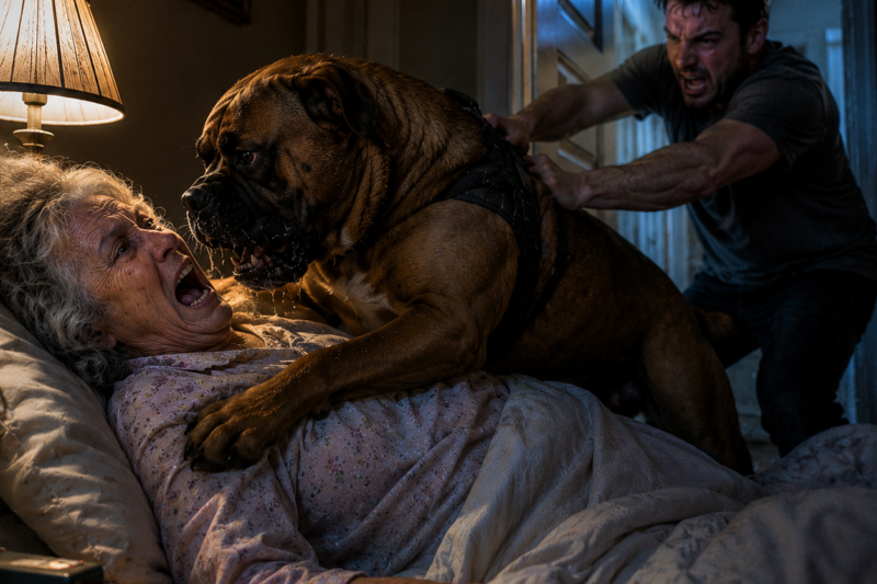 THE OLD WOMAN WOKE UP GASPING, WITH A 90-POUND DOG CRUSHING HER CHEST IN THE DARK.