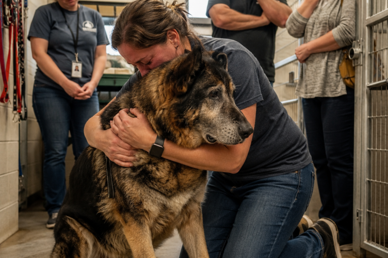 THE BOY WHO NEVER HUGGED ANYONE WALKED INTO A SHELTER AND HELD ONTO A DOG LIKE HE HAD BEEN WAITING HIS WHOLE LIFE. THE GIANT GERMAN SHEPHERD DIDN’T BARK, DIDN’T MOVE, DIDN’T ASK FOR ANYTHING—HE JUST STOOD THERE AND LET A CHILD FEEL SAFE. AND WHEN NOAH FINALLY SPOKE, THE FOUR WORDS HE SAID BROKE HIS MOTHER IN THE QUIETEST WAY.