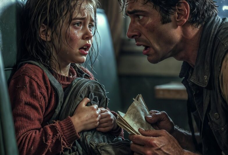 THE LITTLE GIRL HAD BEEN HOLDING THE BACKPACK LIKE IT WAS THE LAST THING BETWEEN HER AND WHATEVER WAS CHASING HER. THE BIKER THOUGHT HE WAS JUST HELPING A LOST CHILD IN A FORGOTTEN MOTEL BREAKFAST ROOM. BUT WHEN HE TURNED OVER THE CRAYON DRAWING AND READ “HE TOOK THE WRONG ONE,” THE SOUND OF MOTORCYCLES SCREAMED THROUGH THE RAIN OUTSIDE.