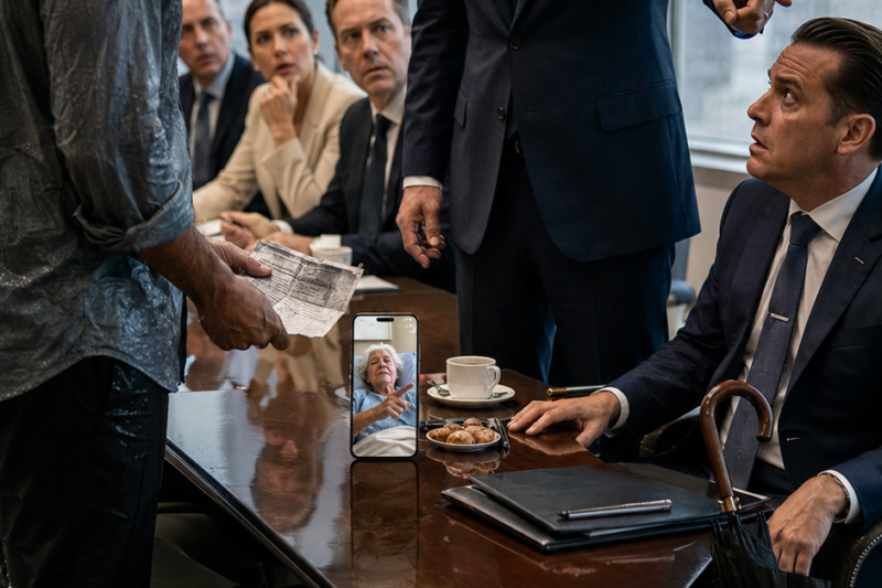 HE LOST THE INTERVIEW BECAUSE HE STOPPED TO HELP HER. THE MAN WHO DIDN’T STOP WAS SITTING UPSTAIRS. AND THE CEO WALKED BACK INTO THE LOBBY WITH A NAME CIRCLED IN RED.