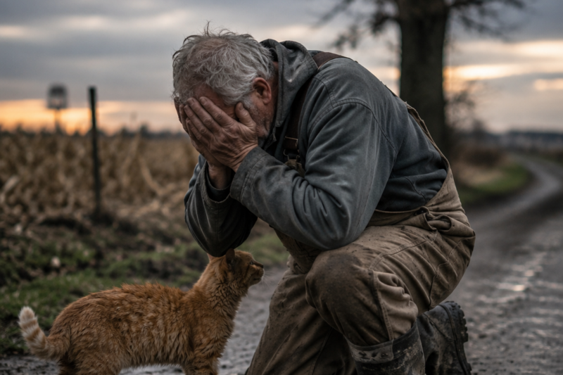 The Stray Cat Who Walked Into a Farmer’s Grief and Refused to Leave
