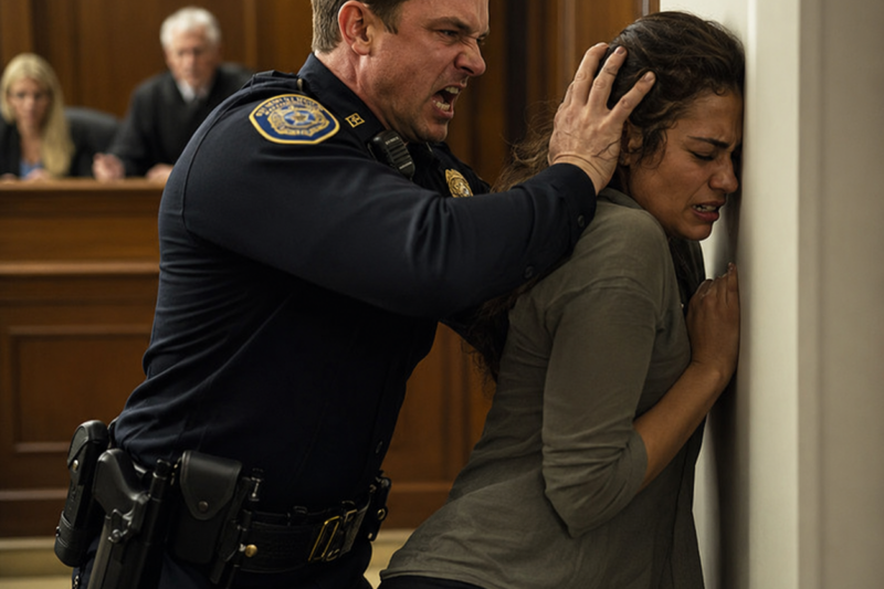 THE OFFICER THOUGHT SHE WAS JUST ANOTHER BLACK WOMAN HE COULD HUMILIATE. HE NEVER ASKED WHY SHE WAS STANDING OUTSIDE THE JUDGE’S CHAMBERS WITH A NOTEBOOK IN HER HAND. THEN THE COURTROOM DOOR OPENED, AND HIS WHOLE CAREER STARTED FALLING APART.