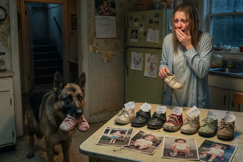 THE DOG BROUGHT HER A BABY SHOE EVERY FRIDAY.