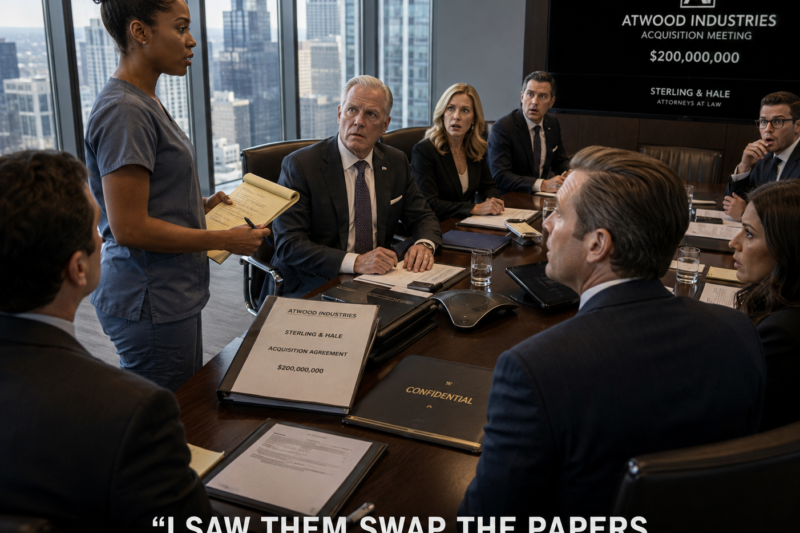 BLACK NIGHT-SHIFT CLERK BURST INTO A BILLIONAIRE MEETING — THEN WHISPERED “I SAW THEM SWAP THE PAPERS,” AND THE ROOM WENT SILENT
