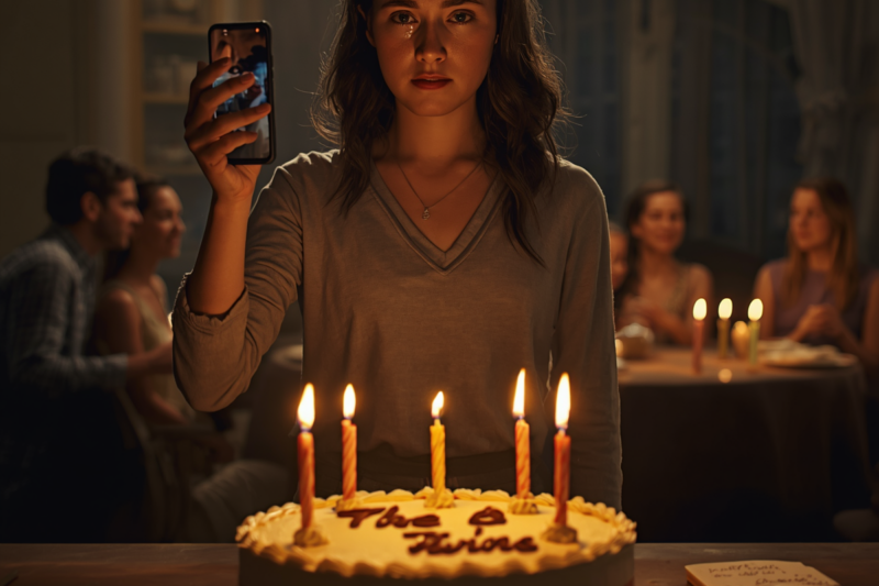 THEY SANG HAPPY BIRTHDAY TO HER SISTERS WHILE SHE STOOD BEHIND THE CAMERA ON HER OWN BIRTHDAY.