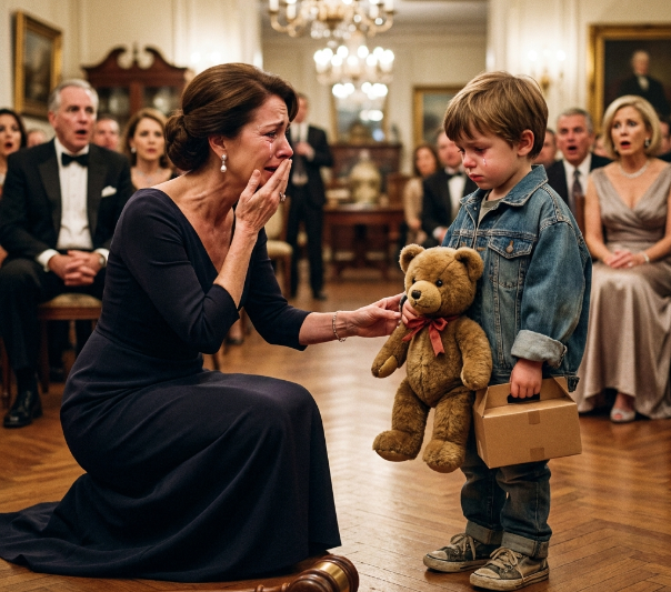 THE LITTLE BOY RAISED THE RUINED TEDDY BEAR. THE MILLIONAIRE STOPPED BREATHING. EVERY SECRET IN THE ROOM BEGAN TO SHAKE.