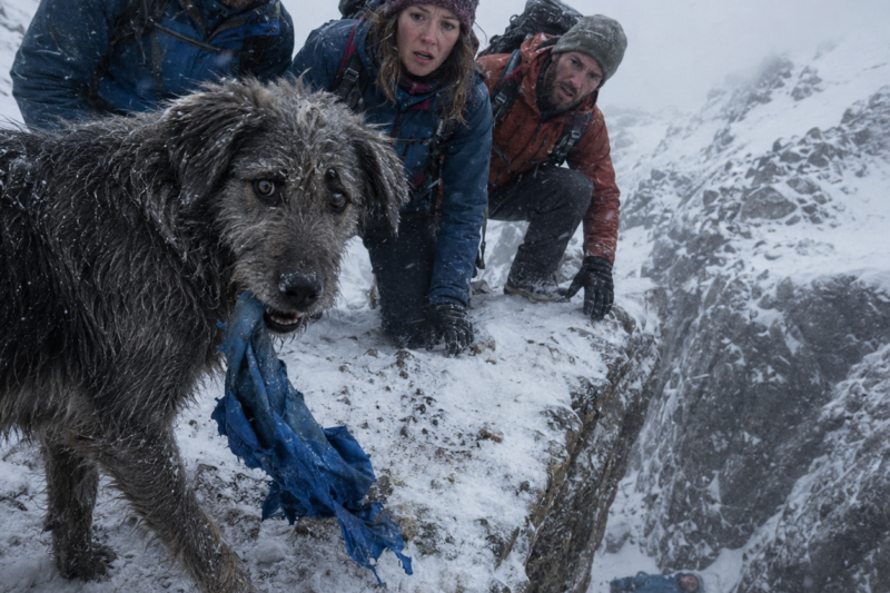 WE HAD ONLY FOUR HOURS LEFT TO DESCEND WHEN A GRAY DOG RAN OUT OF THE SNOW HOLDING A TORN JACKET — BUT WE DIDN’T KNOW HIS DESPERATE CRIES WERE LEADING US TO A MAN LYING UNCONSCIOUS AT THE BASE OF A CLIFF