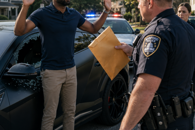 COP SMASHED A BLACK MAN’S LAMBORGHINI WINDOW AND CALLED HIM A THUG — THEN HIS HANDS TREMBLED WHEN HE SAW THE FBI BADGE