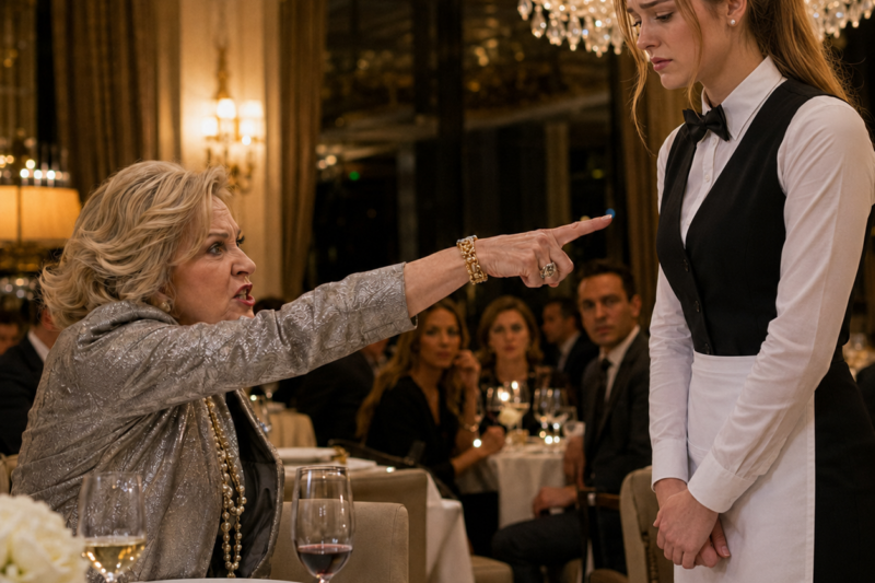 THE WAITRESS STAYED CALM WHEN THE MAFIA QUEEN HUMILIATED HER—THEN SHE SAID ONE NAME THAT MADE THE WHOLE RESTAURANT GO SILENT