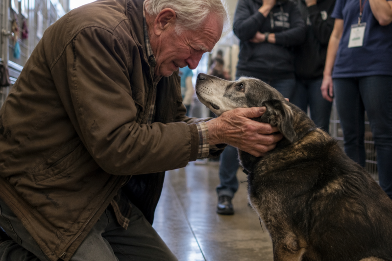 MY GRANDFATHER HAD NOT SPOKEN IN FOUR YEARS.  NOT ONE WORD.  THEN HE KNEELED IN FRONT OF AN OLD DOG AND BROKE EVERY HEART IN THAT SHELTER.