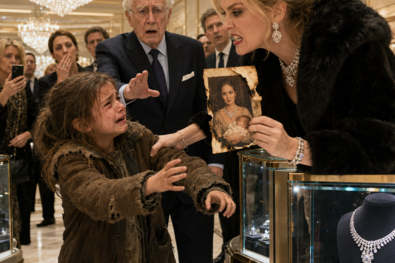 THE HOMELESS GIRL DID NOT COME INTO THE JEWELRY BOUTIQUE TO STEAL A DIAMOND NECKLACE. SHE CAME BECAUSE HER MOTHER HAD WHISPERED ONE SECRET ABOUT IT BEFORE DISAPPEARING FOREVER. BUT WHEN A RICH WOMAN REACHED INTO THE CHILD’S POCKET, SHE PULLED OUT A PHOTOGRAPH THAT MADE THE OWNER’S FACE TURN WHITE.