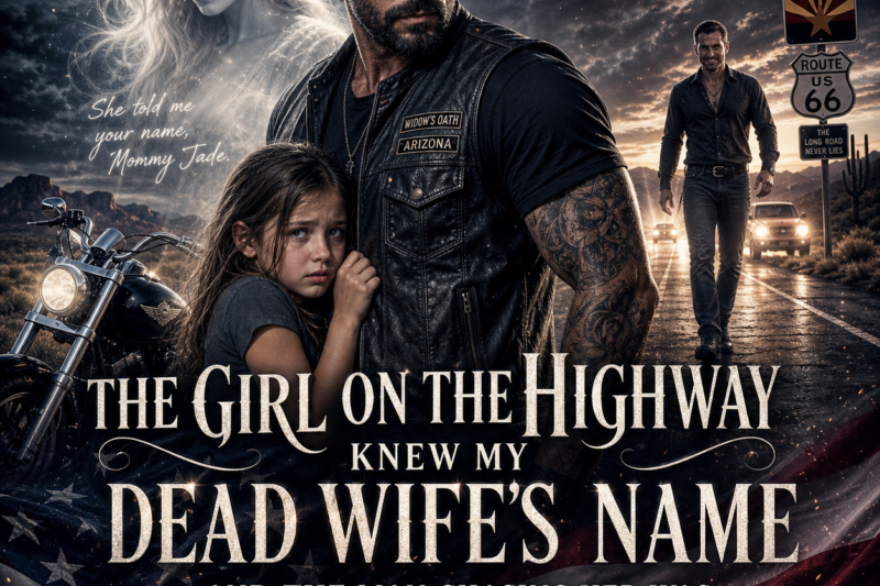 THE GIRL ON THE HIGHWAY KNEW MY DEAD WIFE’S NAME — AND THE MAN CHASING HER WAS NOT HER FATHER The little girl grabbed my biker vest like I was the only thing standing between her and hell. Then she said a name I had not heard in years, a name I had buried with a woman I never stopped loving. And when the man behind her smiled and said he was “just picking her up,” every biker on that dusty Arizona highway knew one thing at once—he was lying
