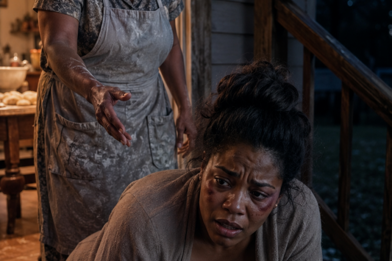 SHE CRAWLED ONTO HER MOTHER-IN-LAW’S BACK PORCH BEFORE SUNRISE.  HER FACE WAS SWOLLEN, HER RIBS WERE CRACKED, AND SHE WAS TOO AFRAID TO CALL HER OWN HUSBAND.  BUT WHAT SHE WHISPERED AT THE KITCHEN TABLE TURNED A FAMILY SECRET INTO EVIDENCE.