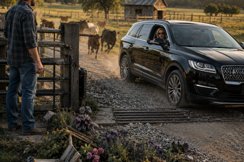 THE HOA PRESIDENT KEPT DRIVING THROUGH MY RANCH GATE LIKE MY LAND WAS HER PRIVATE SHORTCUT. SHE CRUSHED MY WIFE’S HEALING GARDEN WHILE OUR CATTLE RAN SCARED ACROSS THE PASTURE.