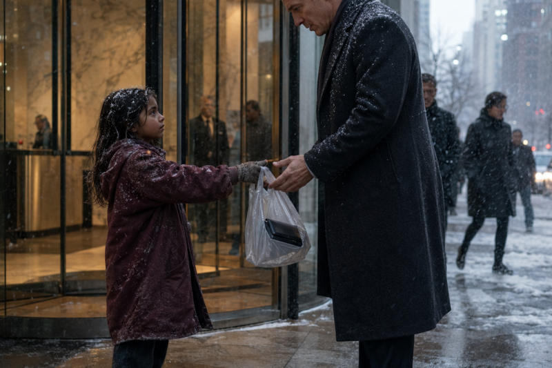 THE LITTLE GIRL WHO WAITED IN THE SNOW WITH A MILLIONAIRE’S WALLET—AND MADE HIM FACE THE LIFE HE HAD BEEN AVOIDING