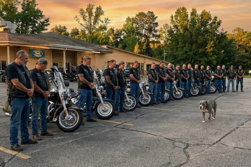 AFTER THEIR PRESIDENT DIED, THE IRON SHEPHERDS THOUGHT HIS PIT BULL WOULD CHOOSE ONE MAN TO CARRY HIS MEMORY — BUT THEY DIDN’T KNOW ELLA WOULD WALK TO AN EMPTY SPACE, BREAK TWENTY-THREE HEARTS, AND SAVE THE CLUB WITHOUT SAYING A WORD
