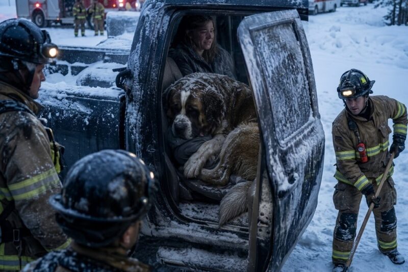FIREFIGHTERS RUSHED TOWARD A CRUSHED PICKUP AFTER HEARING A MOTHER SCREAM FOR HER BABY — BUT THEY DIDN’T KNOW THAT SOMETHING MASSIVE HAD ALREADY WRAPPED ITSELF AROUND THE CHILD BEFORE THEY ARRIVED