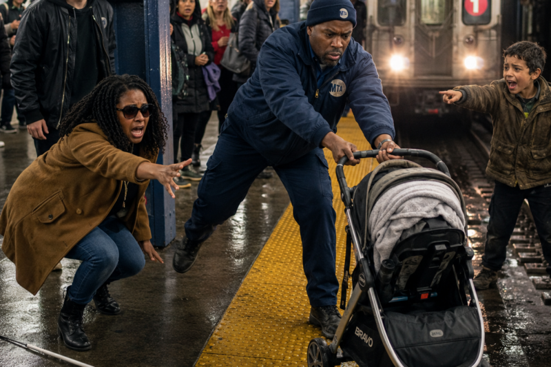 THE STROLLER WAS ALREADY MOVING WHEN SHE REALIZED HER HAND WAS EMPTY. THE TRAIN LIGHTS WERE COMING FAST, AND THE ONLY PERSON WHO SAW IT FIRST WAS A POOR LITTLE BOY NO ONE ELSE HAD NOTICED. THEN THE BLIND MOTHER SCREAMED FOR HER BABY, AND THE WHOLE SUBWAY PLATFORM FORGOT HOW TO BREATHE.