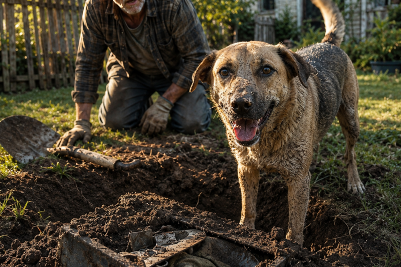 CHARLIE STOOD THERE WITH DIRT ON HIS NOSE, TAIL WAGGING LIKE HE HAD FOUND A BONE, BUT WHAT HE UNEARTHED HAD BEEN HIDDEN SINCE THE WAR.