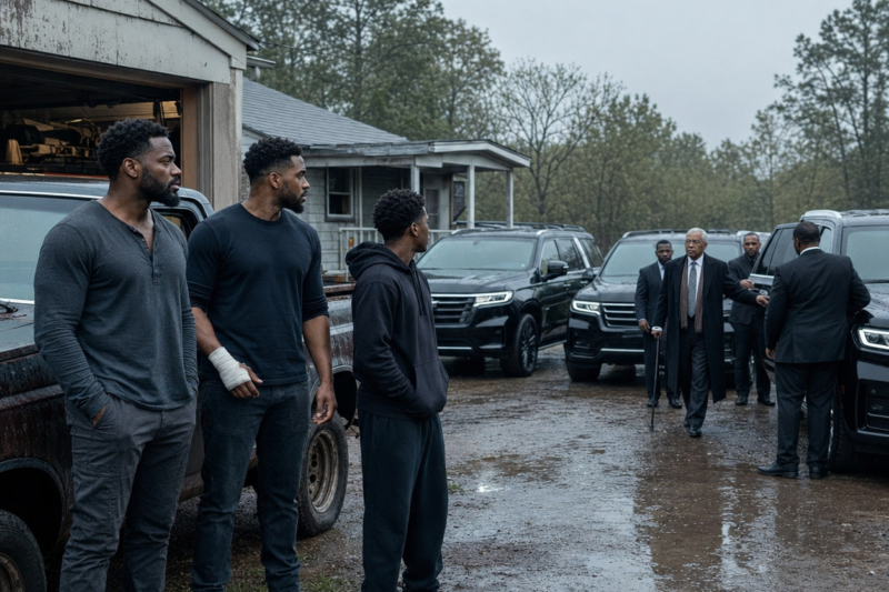 THREE BROKE BROTHERS SAVED A DYING STRANGER IN THE RAIN — THE NEXT MORNING, TEN BLACK SUVS SURROUNDED THEIR HOUSE