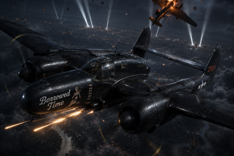 He Flew Blind Over Germany — The P-61 Crew Named “Borrowed Time” That Made the Luftwaffe Fear the Dark