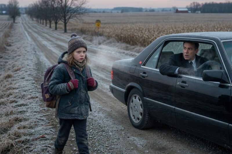 SHE WALKED 3.2 MILES TO SCHOOL IN TORN SHOES EVERY DAY—UNTIL A MILLIONAIRE SAW THE TRUTH ON COUNTY ROAD 12