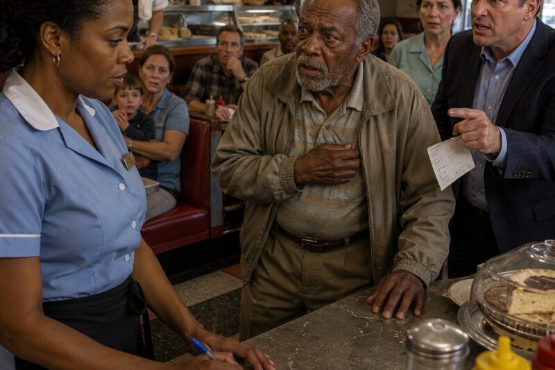 The old man’s hands went still when the Black waitress wrote three words on his unpaid check.