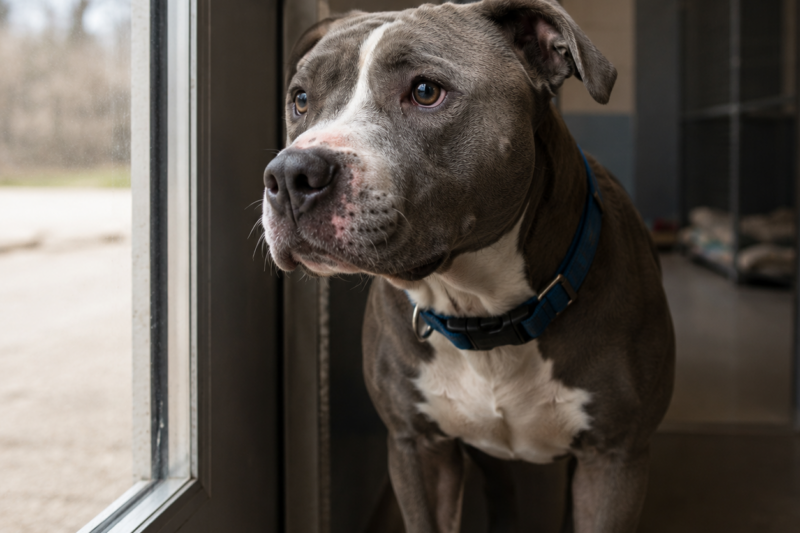 HE HAS BEEN ADOPTED BEFORE, BUT SOMEHOW HE ALWAYS ENDS UP BACK AT THE SHELTER. EVERY TIME A DOOR OPENS, HE RUNS INSIDE LIKE HE’S BEGGING IT TO BE HIS HOME. AND EVEN AFTER ALL THE GOODBYES, BLUE STILL BELIEVES SOMEONE IS COMING FOR HIM.